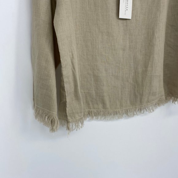 The Podolls | Size S. Tan 100% Linen Tunic Blouse - Picture 2 of 8